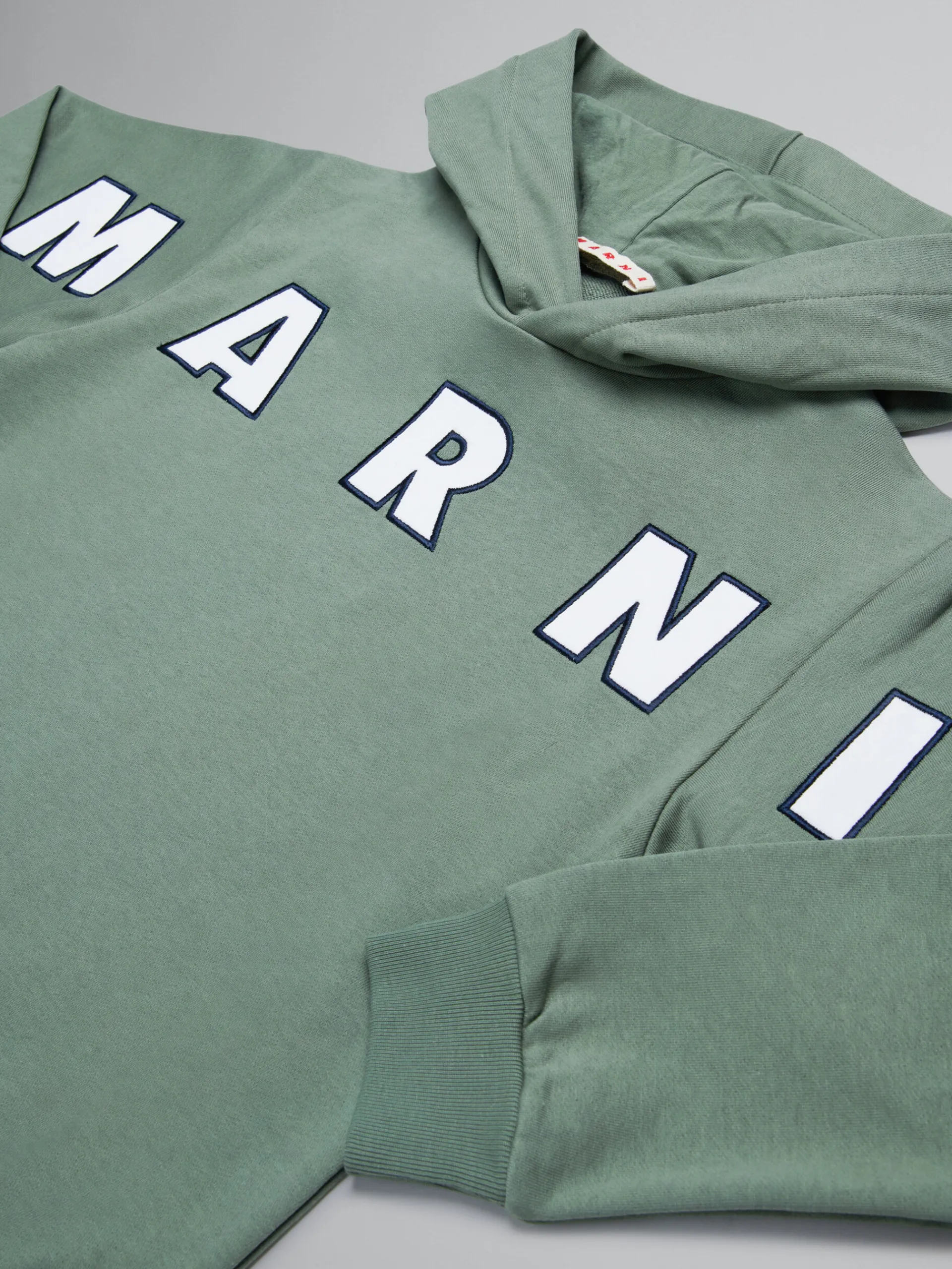 Kids>Marni Green Hooded Sweatshirt With Embroidered Logo DEEP LICHEN GREEN