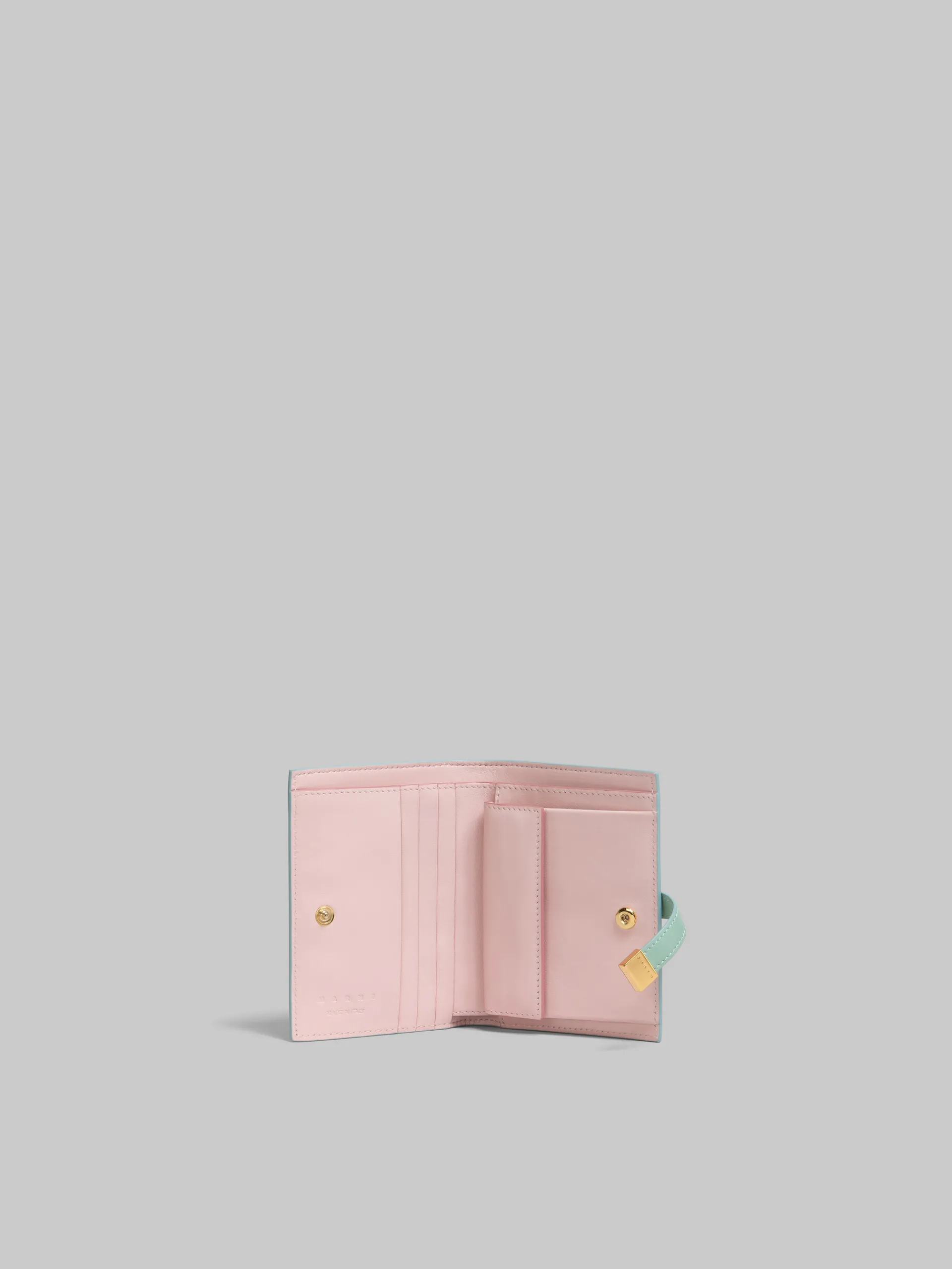 Wallets & Small Leather Goods>Marni Green Leather Bifold Prisma Wallet PALEMINT