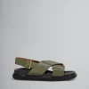 Slides & Sandals | Fussbett>Marni Green Leather Fussbett DARKOLIVE