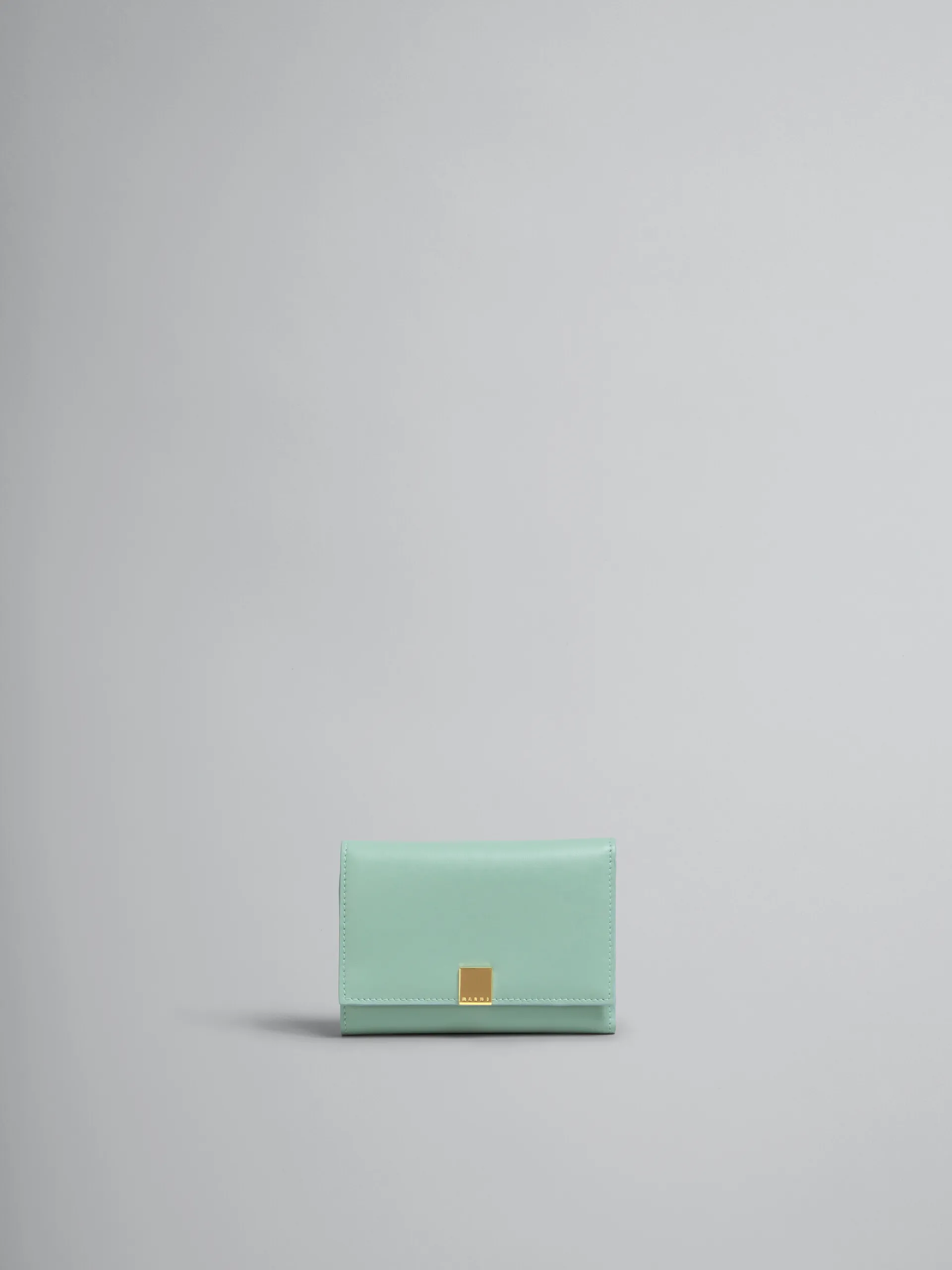 Wallets & Small Leather Goods>Marni Green Leather Trifold Prisma Wallet PALEMINT