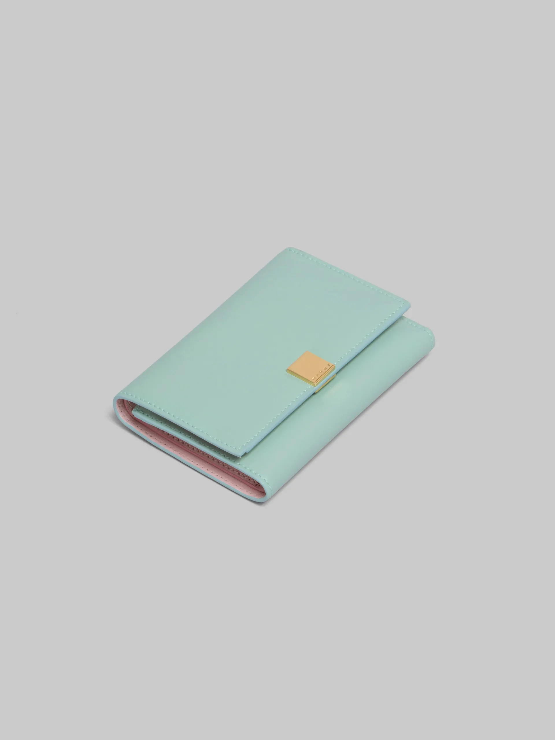 Wallets & Small Leather Goods>Marni Green Leather Trifold Prisma Wallet PALEMINT