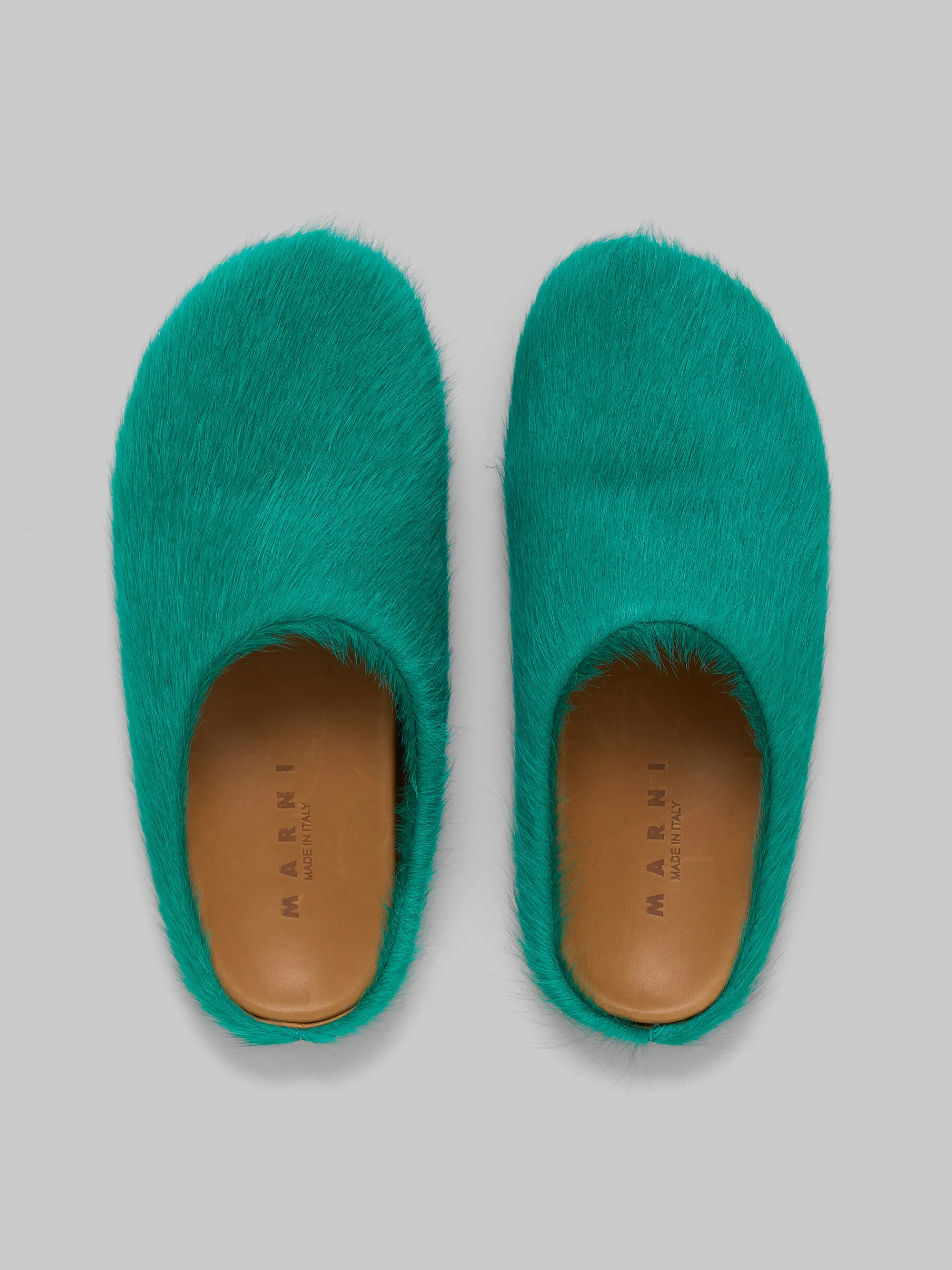 Fussbett Sabot>Marni Green Long-hair Calfskin Fussbett Sabot SEAGREEN