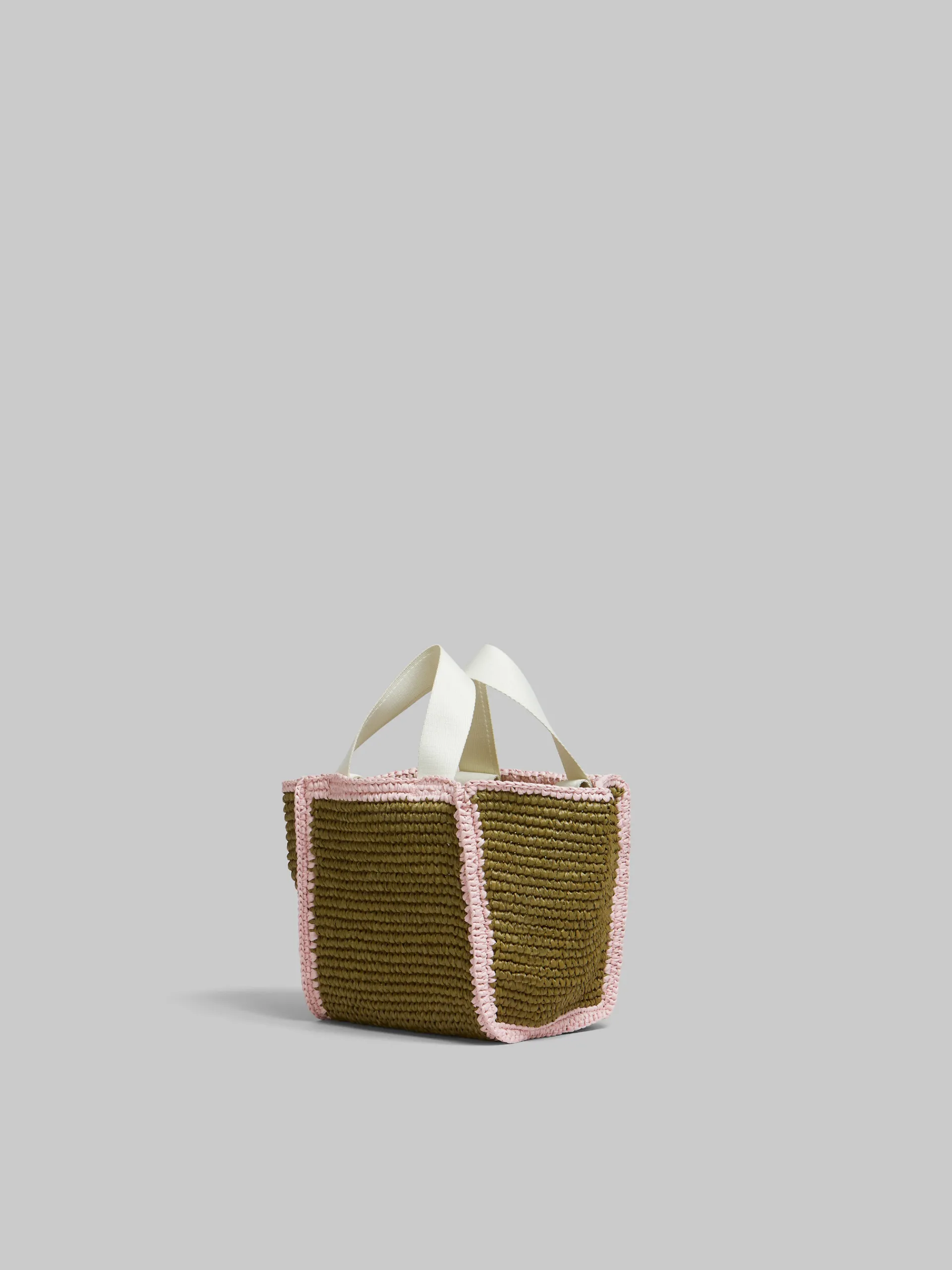 Tote Bags>Marni Green Macramé Sillo Small Shopper OLIVE/PINK/NATURAL