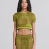 Matching Sets | Knitwear>Marni Green Organic Cotton Net T-shirt RAISIN