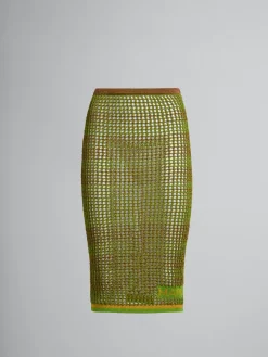 Matching Sets | Skirts>Marni Green Organic Cotton Net Midi Skirt RAISIN
