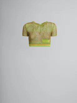 Matching Sets | Knitwear>Marni Green Organic Cotton Net T-shirt RAISIN