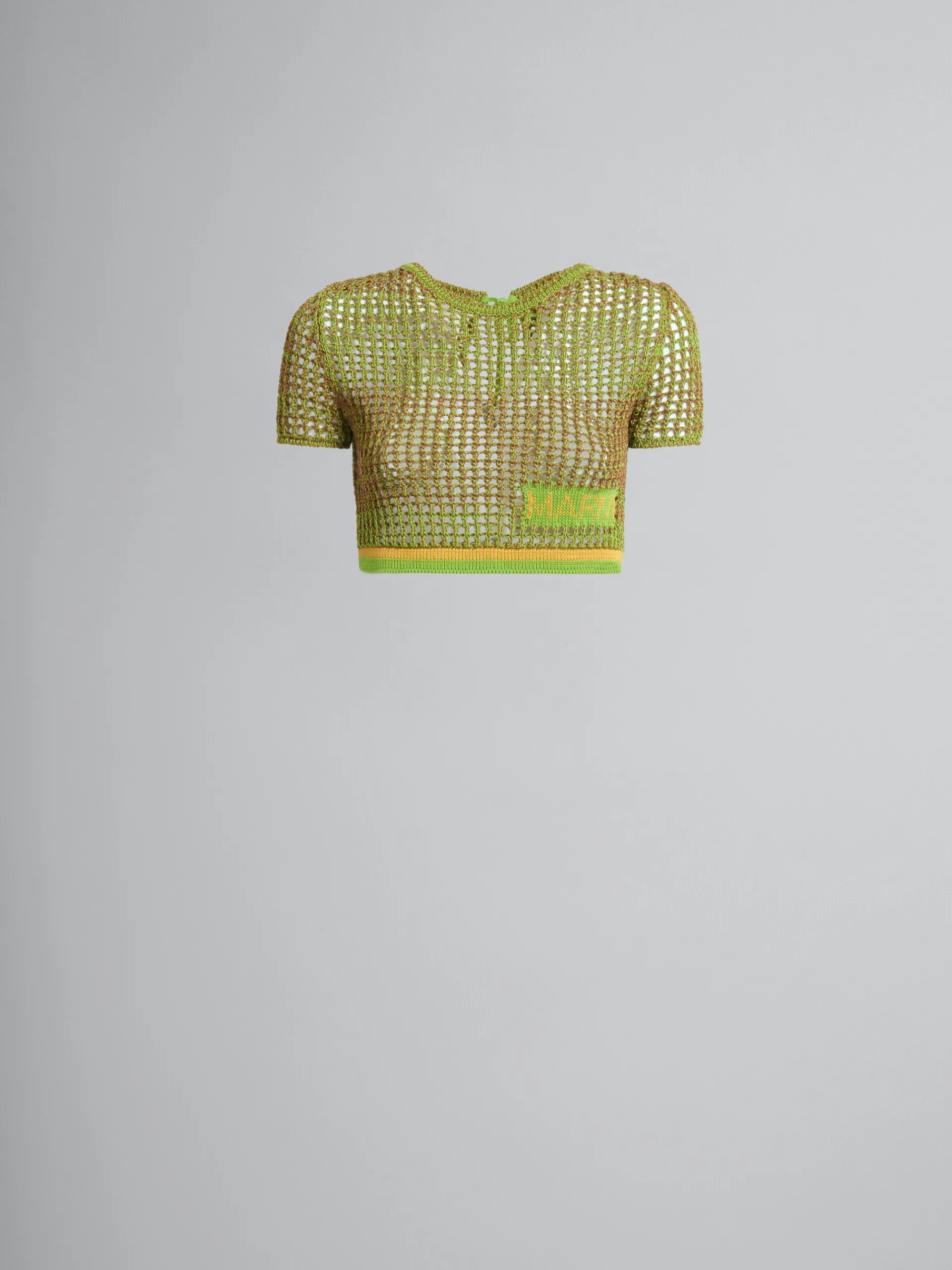 Matching Sets | Knitwear>Marni Green Organic Cotton Net T-shirt RAISIN