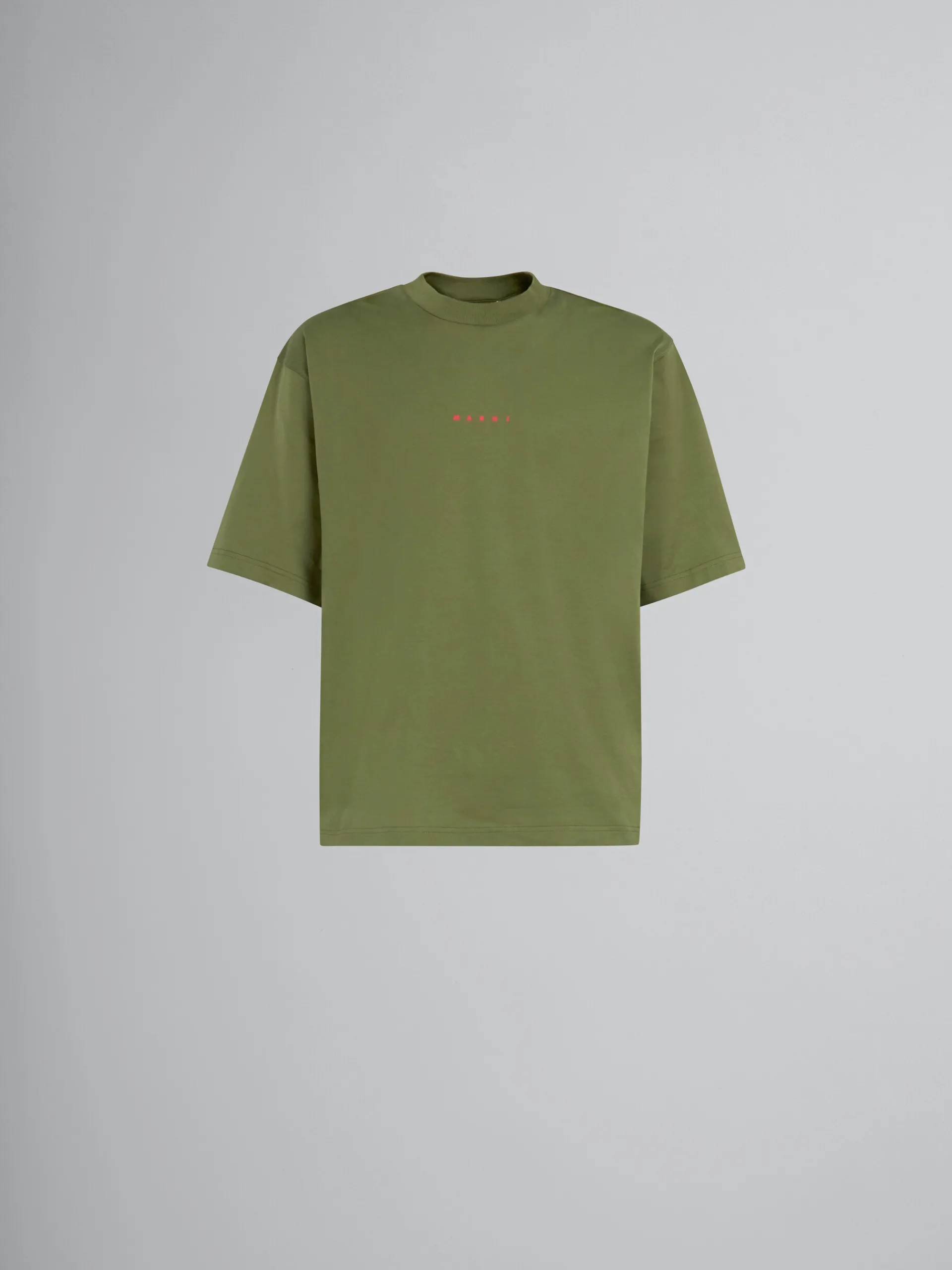 Tops & T-Shirts>Marni Green Organic Cotton T-shirt With Mini Logo LEAV GREEN
