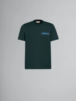 Tops & T-Shirts>Marni Green Organic Cotton T-shirt With Patch SPHERICALGREEN