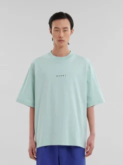 Tops & T-Shirts>Marni Green Organic Cotton T-shirt With Mini Logo LINDEN