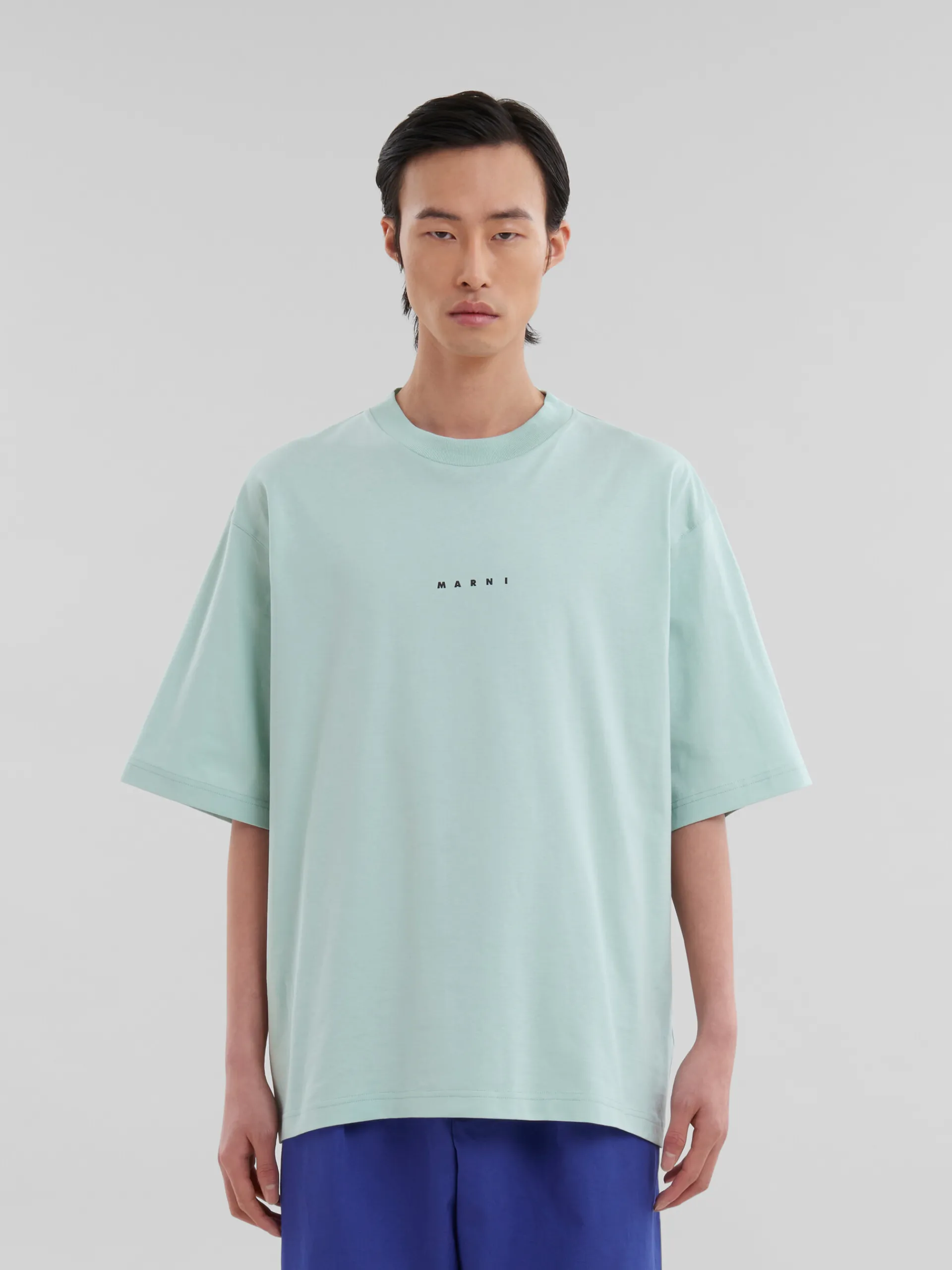 Tops & T-Shirts>Marni Green Organic Cotton T-shirt With Mini Logo LINDEN
