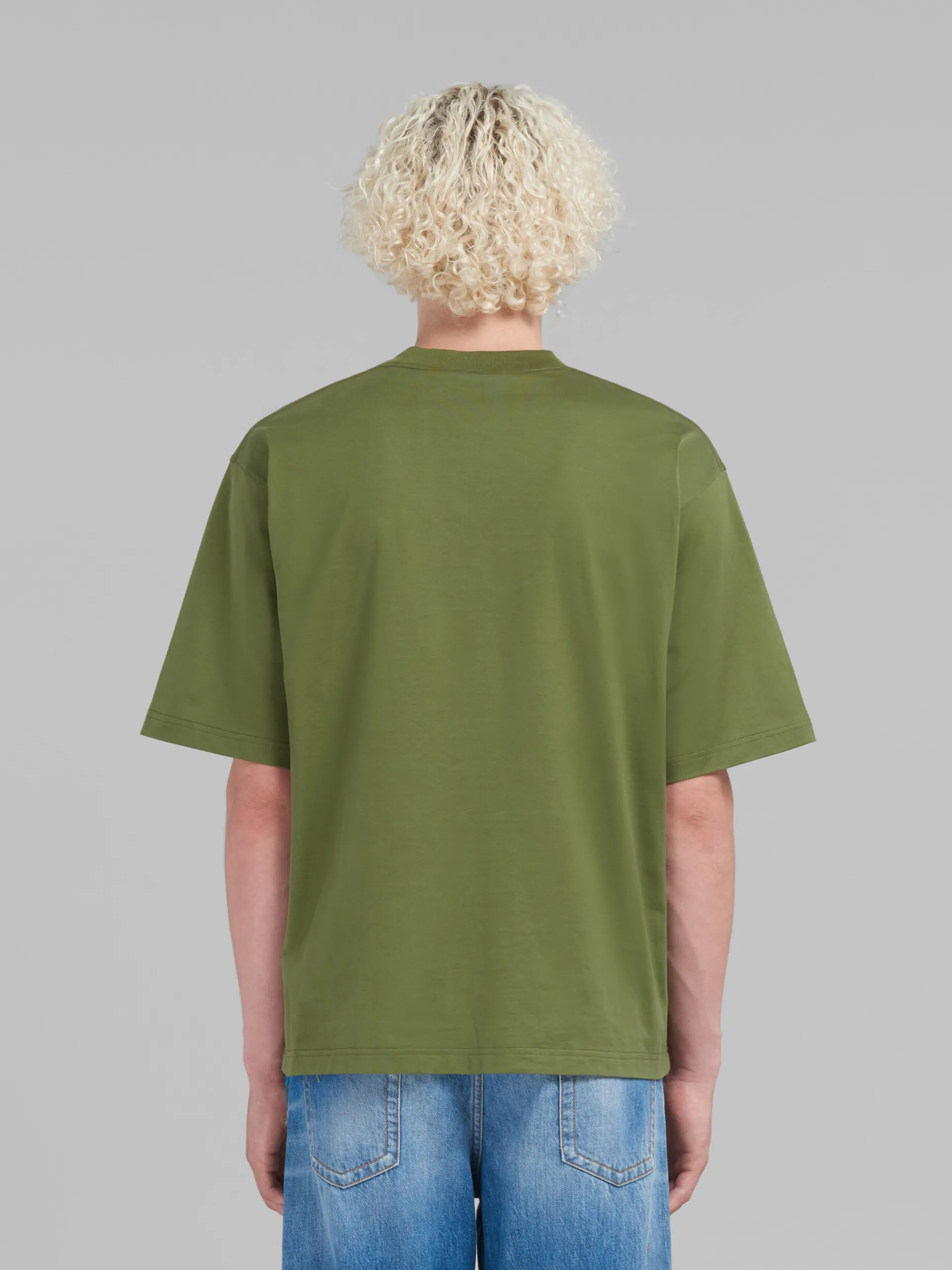 Tops & T-Shirts>Marni Green Organic Cotton T-shirt With Mini Logo LEAV GREEN