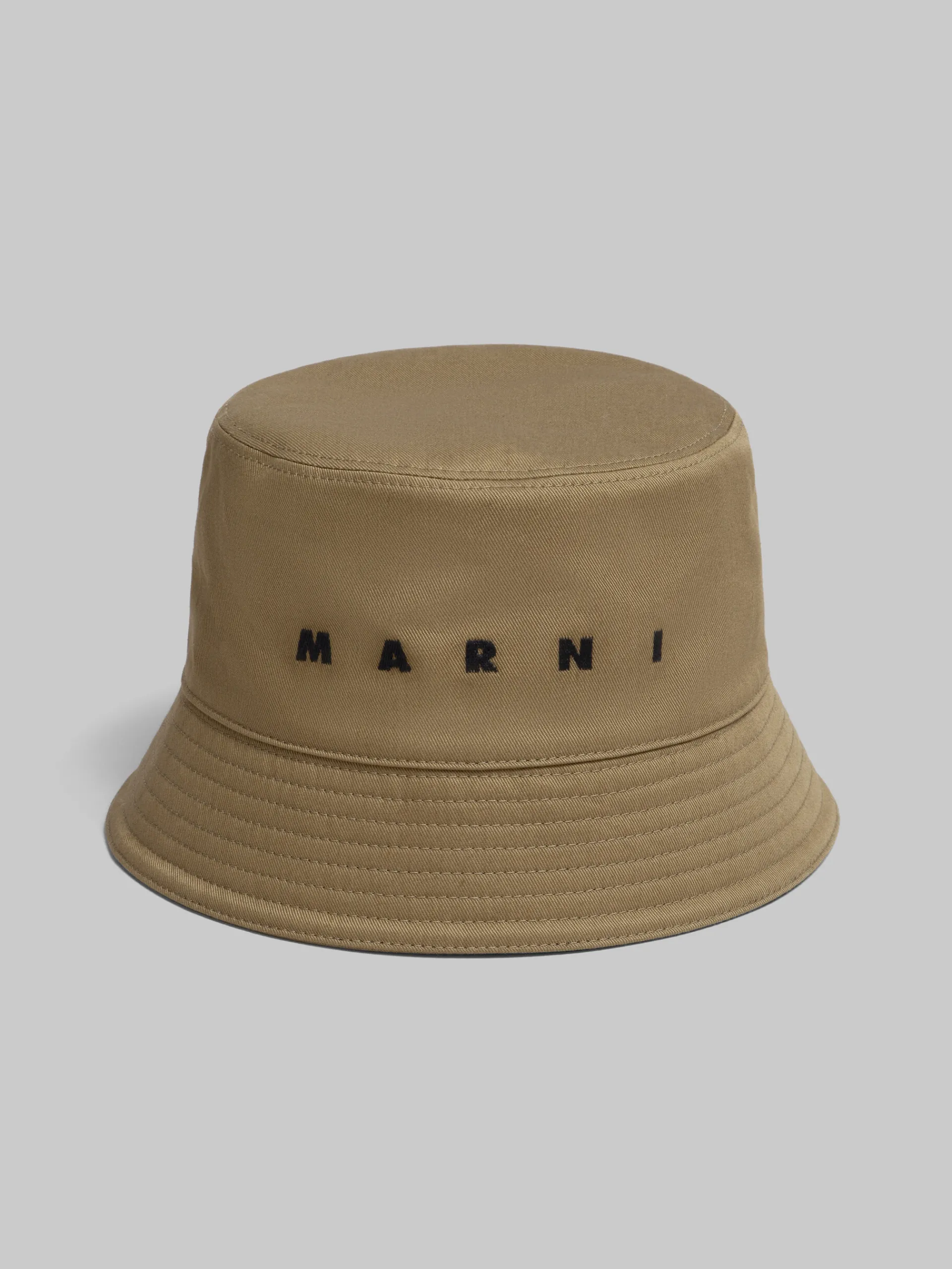 Hats>Marni Green Organic Gabardine Bucket Hat With Embroidered Logo OLIVE
