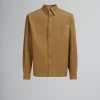 Matching Sets | Tops & T-Shirts>Marni Green Organic Gabardine Shirt With Patch OLIVE