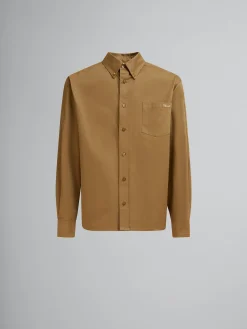 Matching Sets | Tops & T-Shirts>Marni Green Organic Gabardine Shirt With Patch OLIVE
