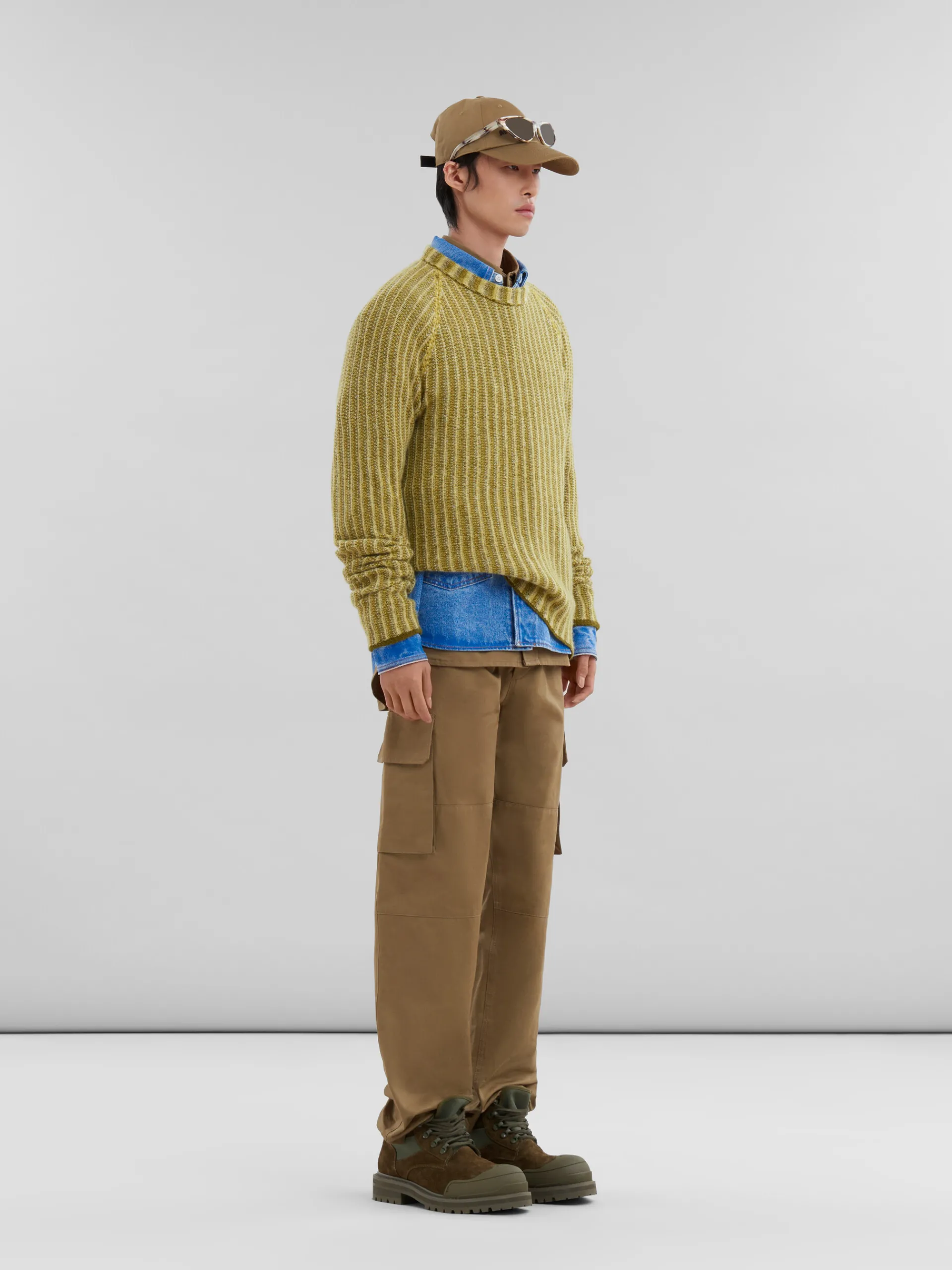 Matching Sets | Tops & T-Shirts>Marni Green Organic Gabardine Shirt With Patch OLIVE