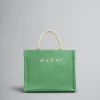 Tote Bags>Marni Green Raffia-effect Small Tote Bag KIWI
