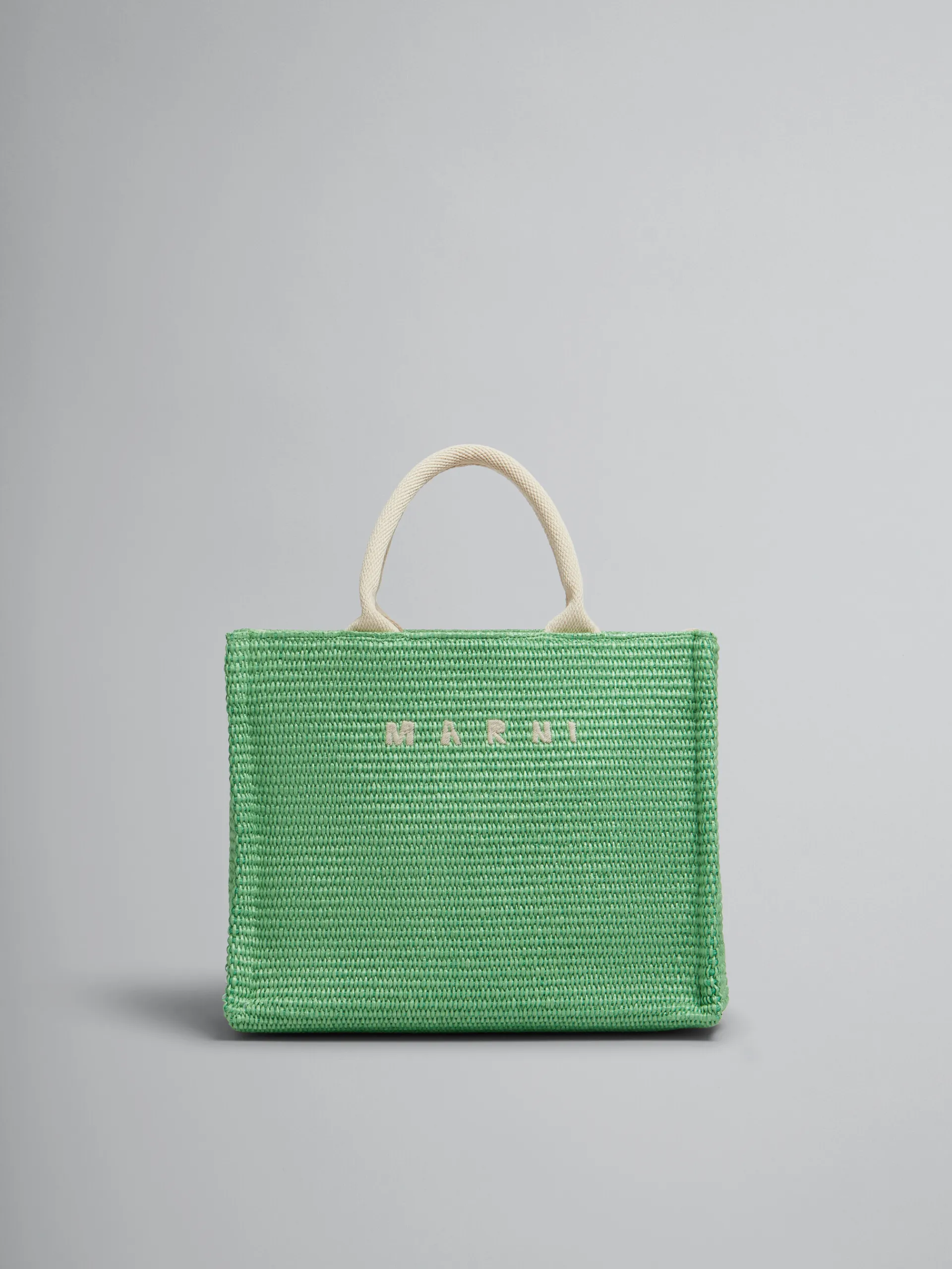 Tote Bags>Marni Green Raffia-effect Small Tote Bag KIWI