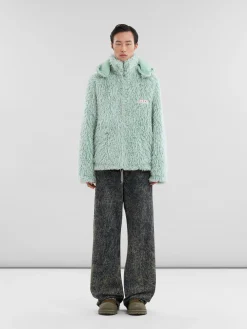 Coats & Jackets>Marni Green Shaggy Jacket With Detachable Hood LINDEN
