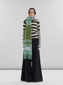 Scarves>Marni Green Striped Alpaca-mohair Scarf KIWI