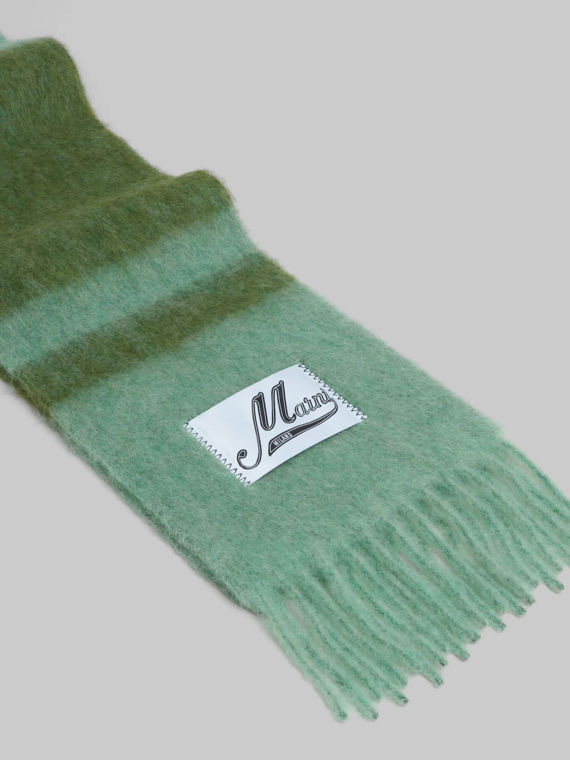 Scarves>Marni Green Striped Alpaca-mohair Scarf KIWI
