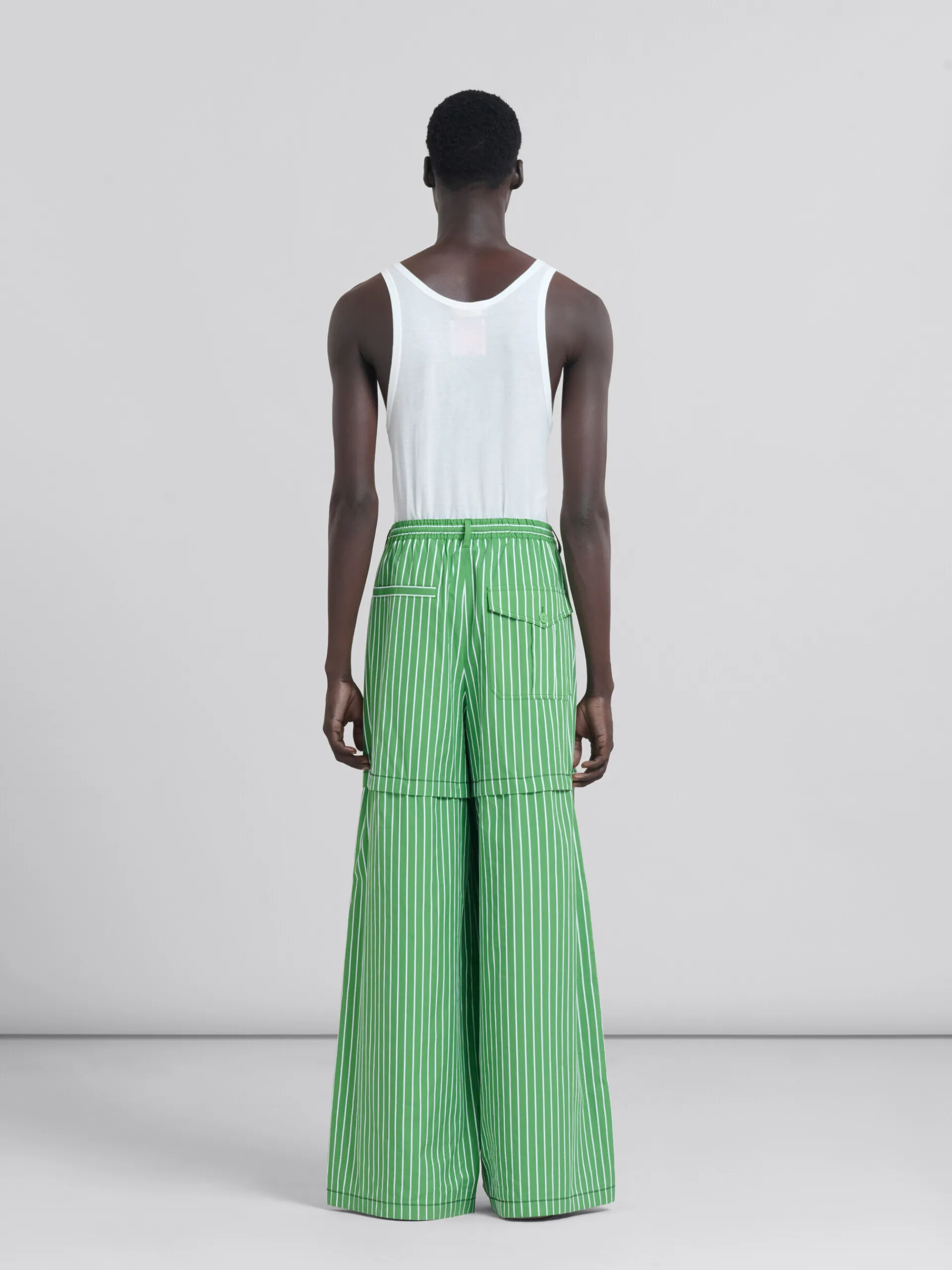 Pants>Marni Green Striped Organic Poplin Hybrid Cargo Pants MILLET