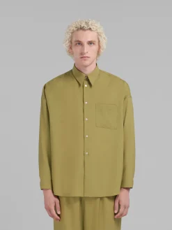 Matching Sets | Tops & T-Shirts>Marni Green Tropical Wool Long-sleeved Shirt LIME