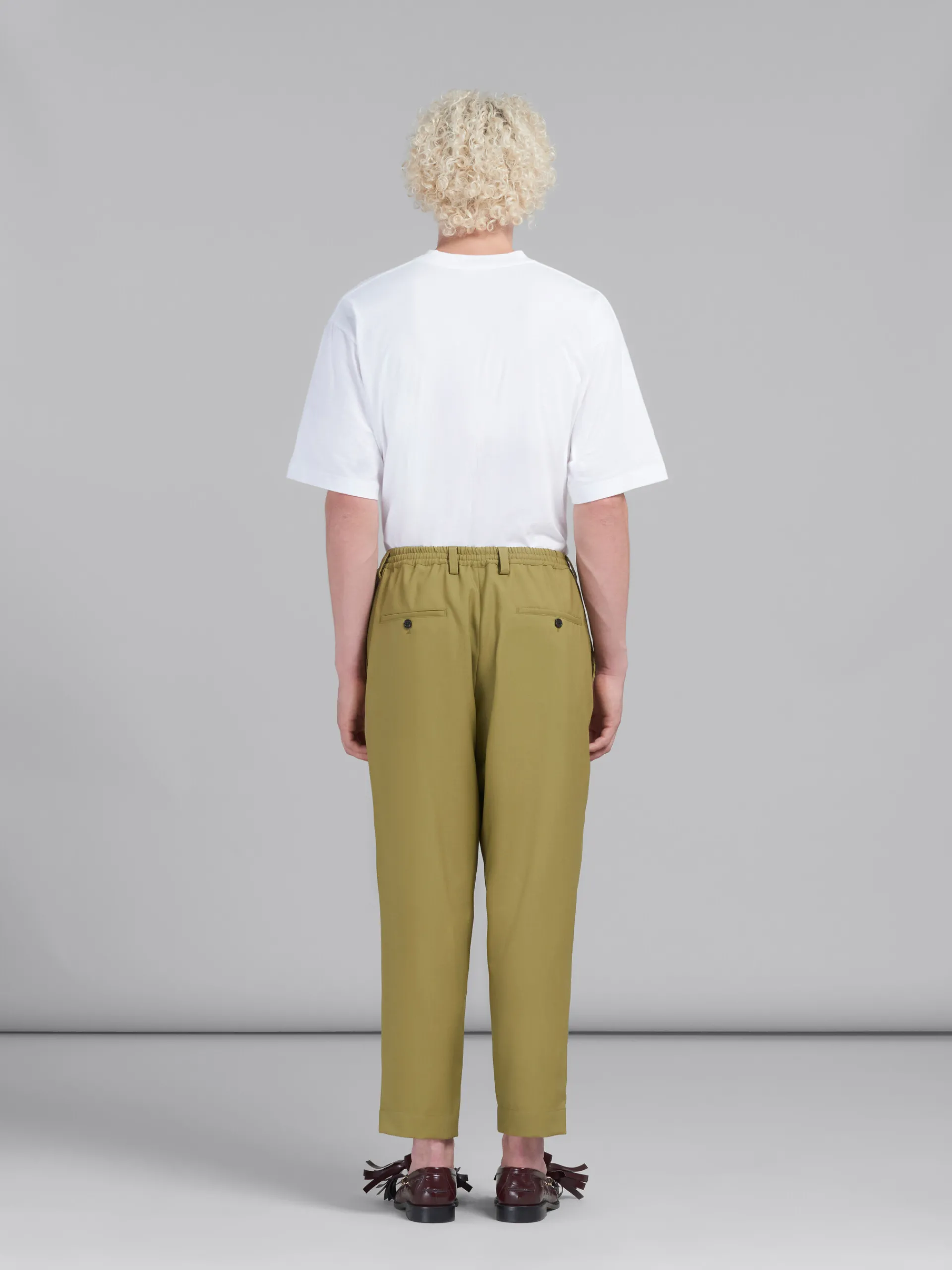 Matching Sets | Pants>Marni Green Tropical Wool Trousers With Drawstring Waist LIME