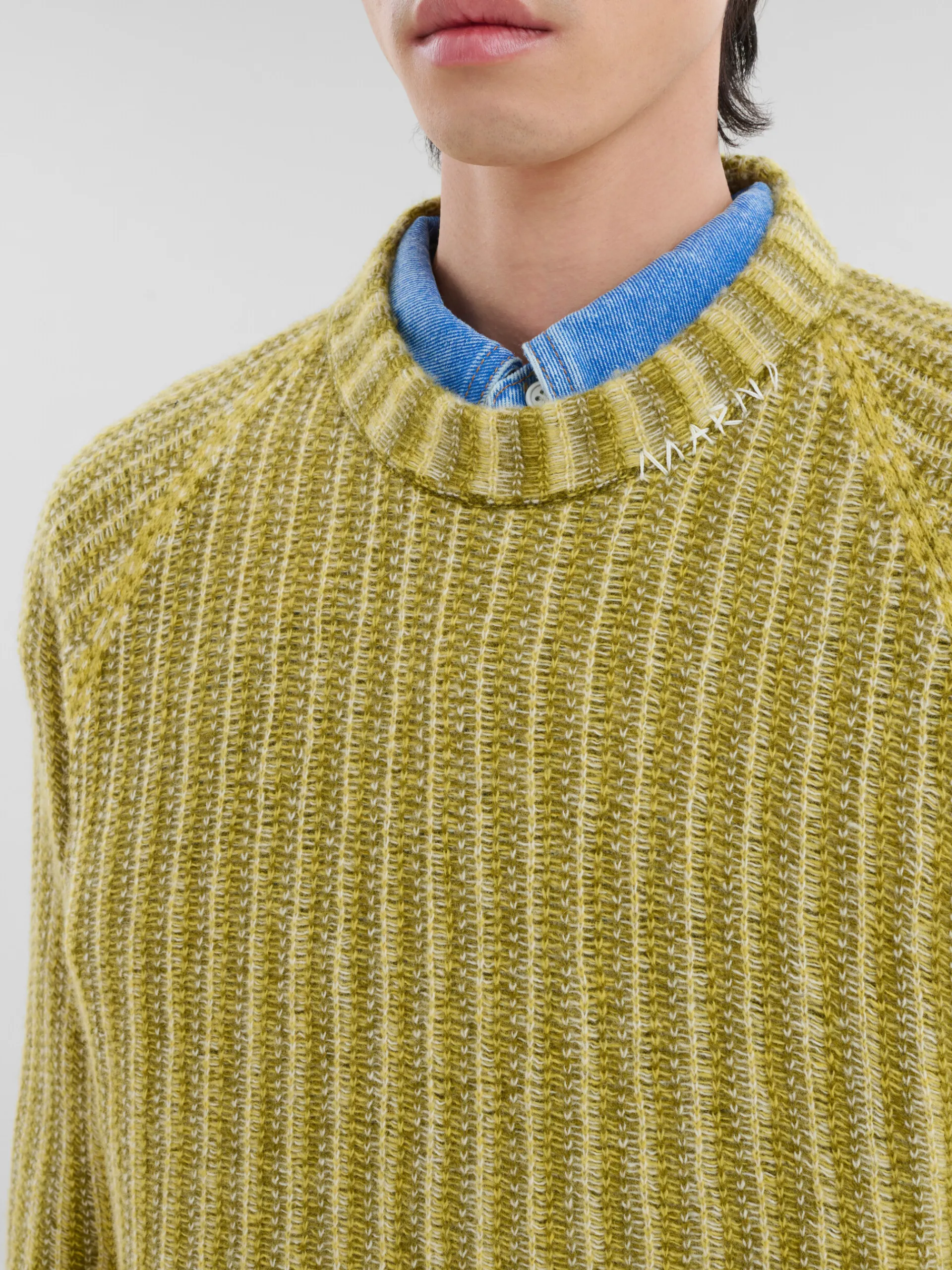 Knitwear>Marni Green Wool-cashmere Jumper With Dégradé Stripes CITRONELLLE