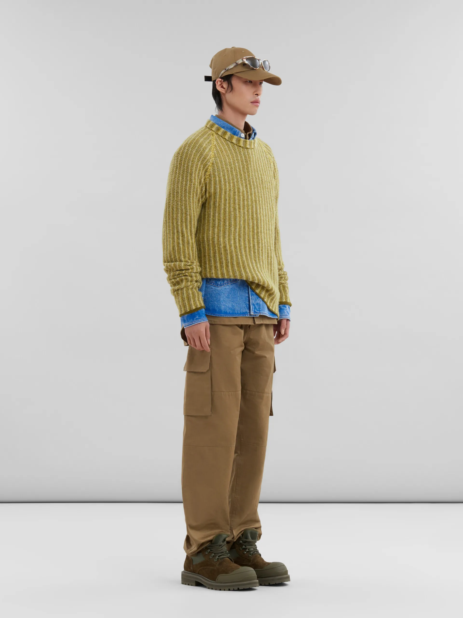 Knitwear>Marni Green Wool-cashmere Jumper With Dégradé Stripes CITRONELLLE