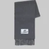 Scarves>Marni Grey Alpaca Scarf ANTIQUE SILVER