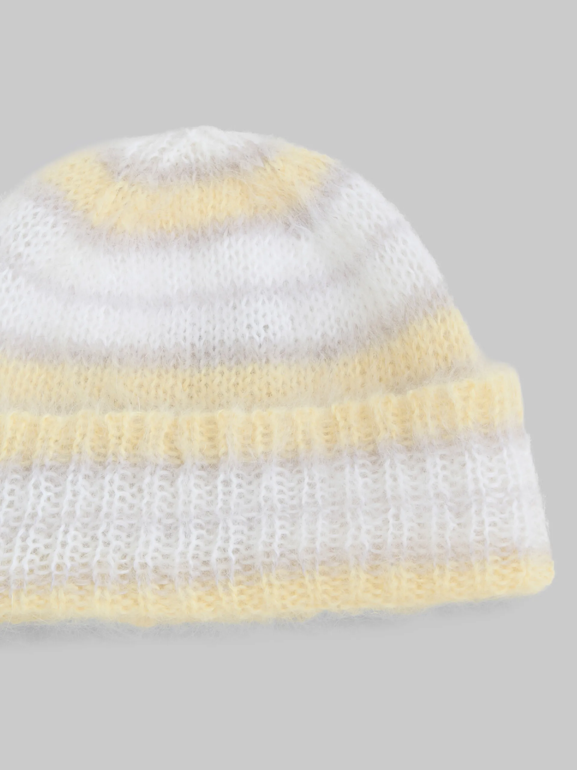 Hats>Marni Grey Brushed Mohair Beanie With Stripes TONIC