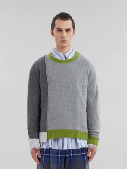 Knitwear>Marni Grey Cashmere Colour-block Jumper MERCURY