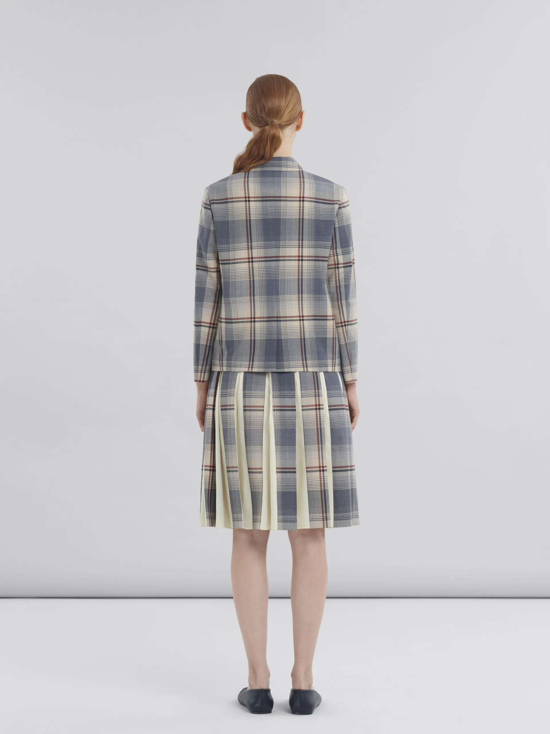 Matching Sets | Coats & Jackets>Marni Grey Checked Wool Jacket With Mending SLATE
