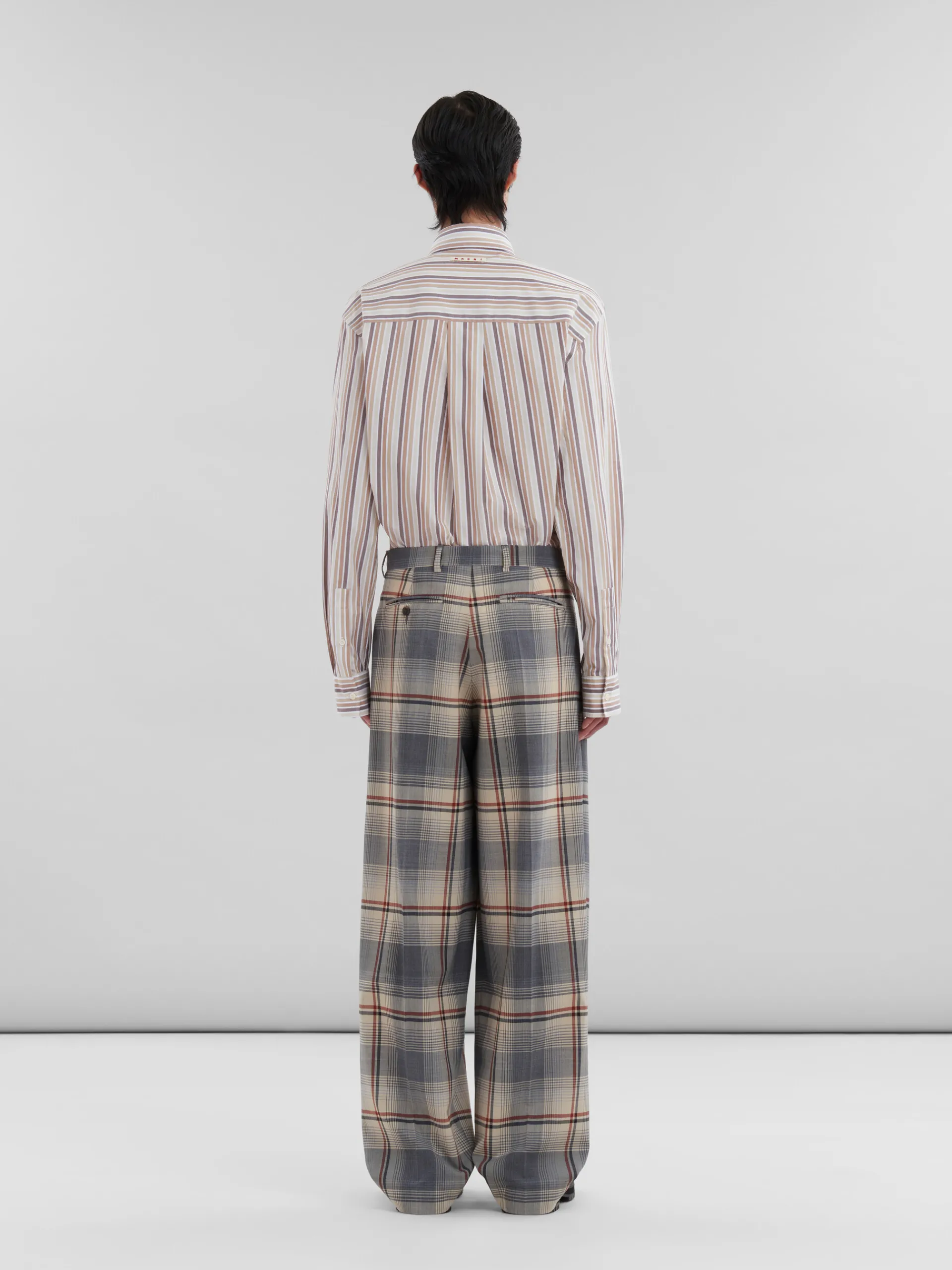 Pants>Marni Grey Checked Wool Pleated Trousers SLATE