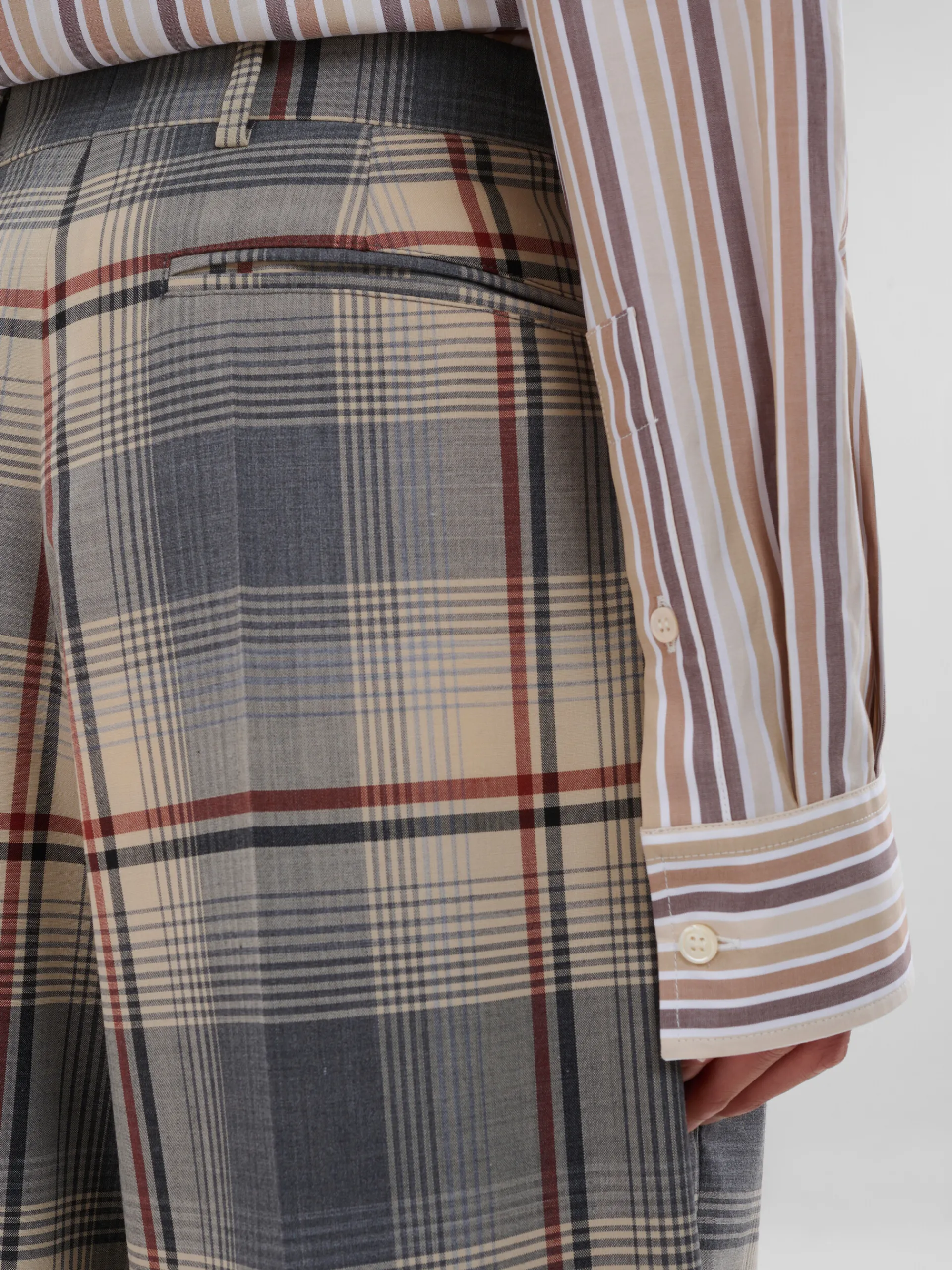 Pants>Marni Grey Checked Wool Pleated Trousers SLATE