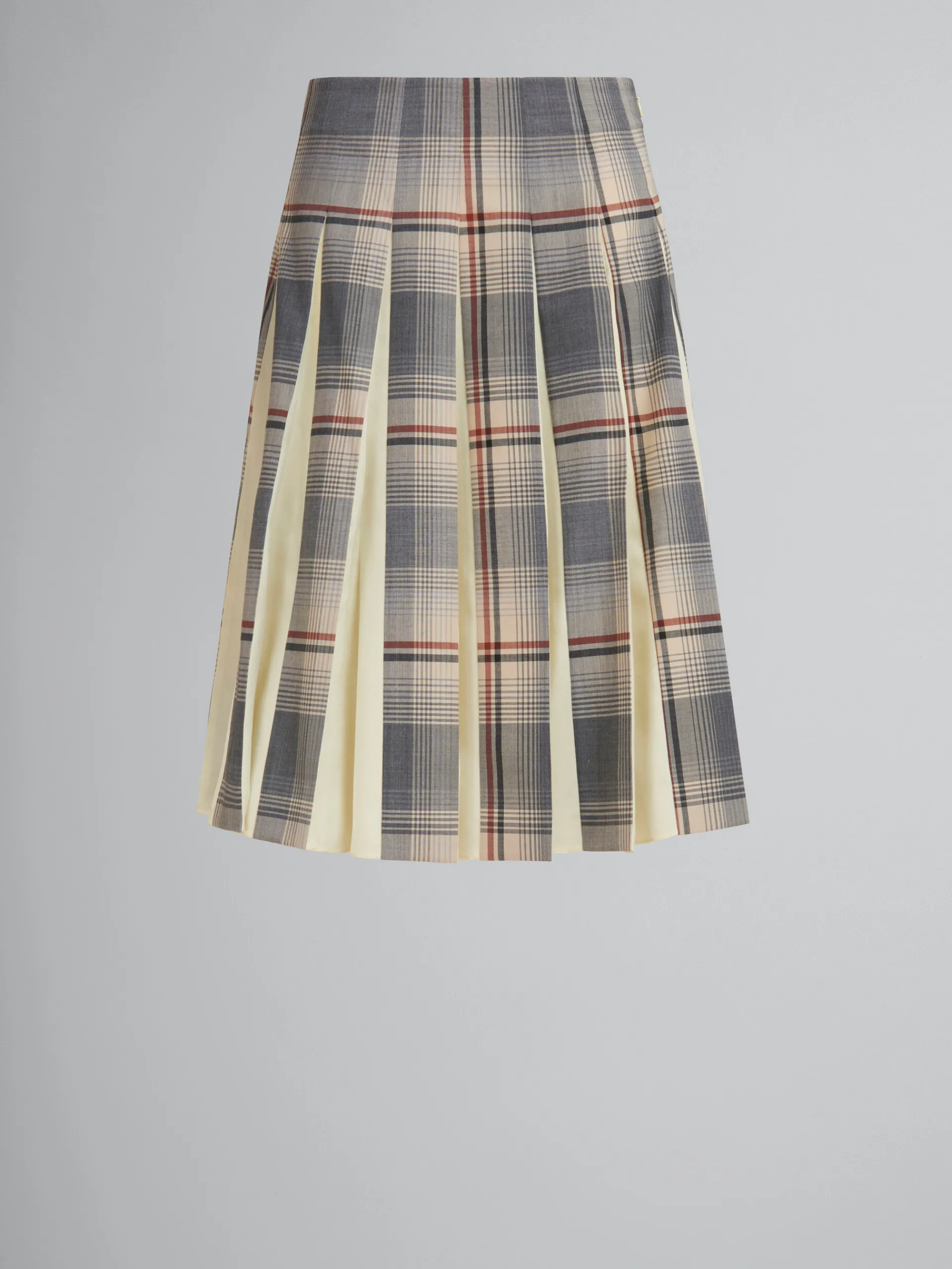 Matching Sets | Skirts>Marni Grey Checked Wool Skirt With Pleats SLATE