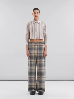 Pants>Marni Grey Checked Wool Trousers With Belt SLATE