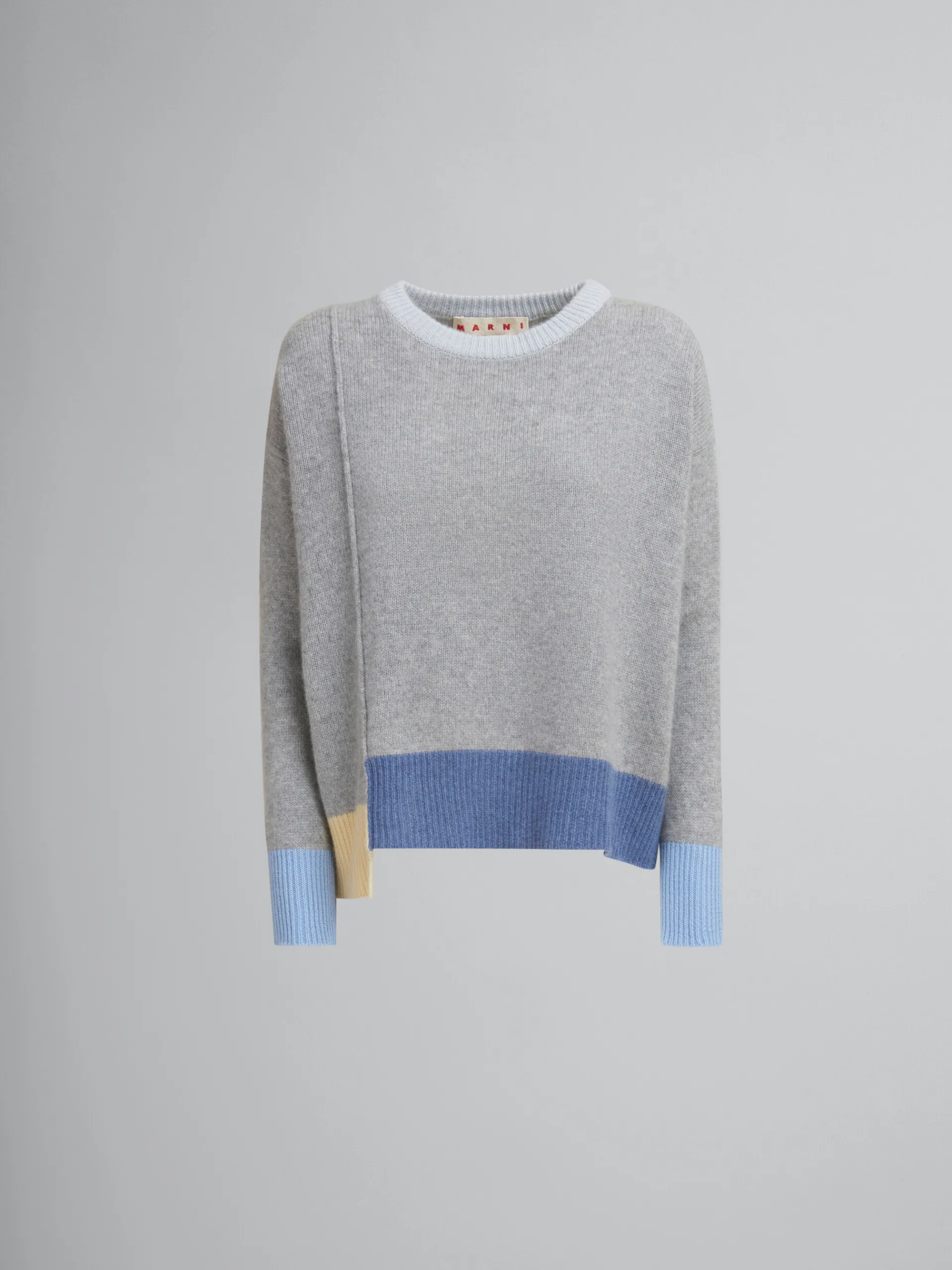 Knitwear>Marni Grey Colour-block Cashmere Jumper SODIUM