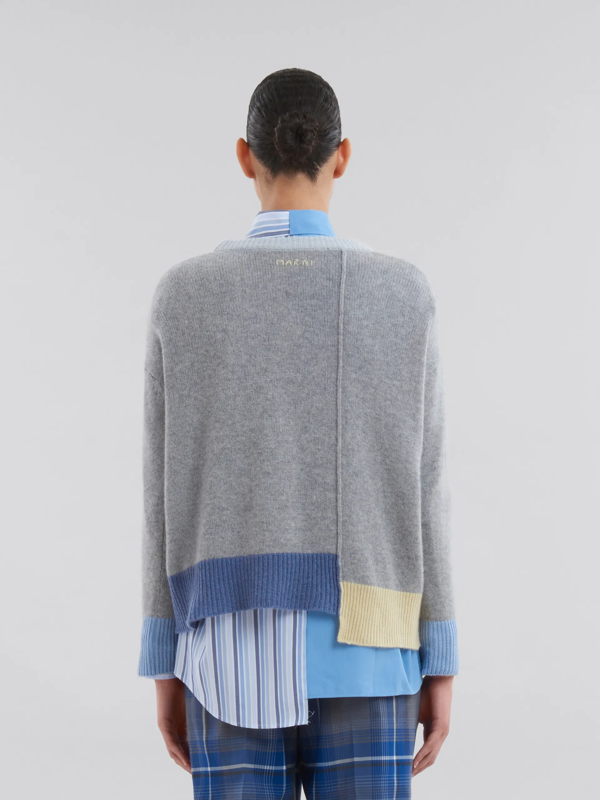 Knitwear>Marni Grey Colour-block Cashmere Jumper SODIUM