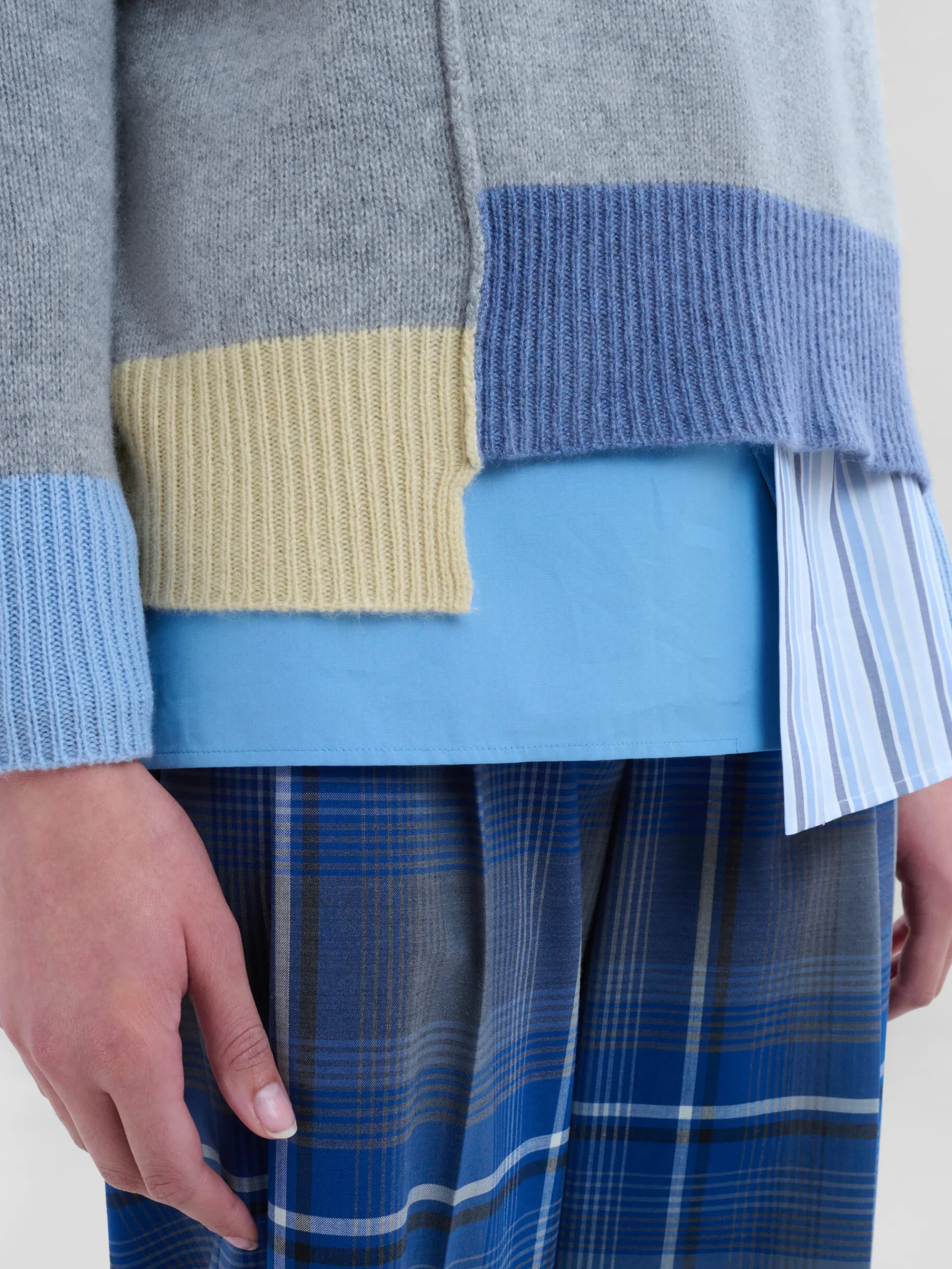 Knitwear>Marni Grey Colour-block Cashmere Jumper SODIUM