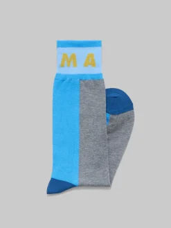 Socks>Marni Grey Colour-block Cotton Socks SODIUM
