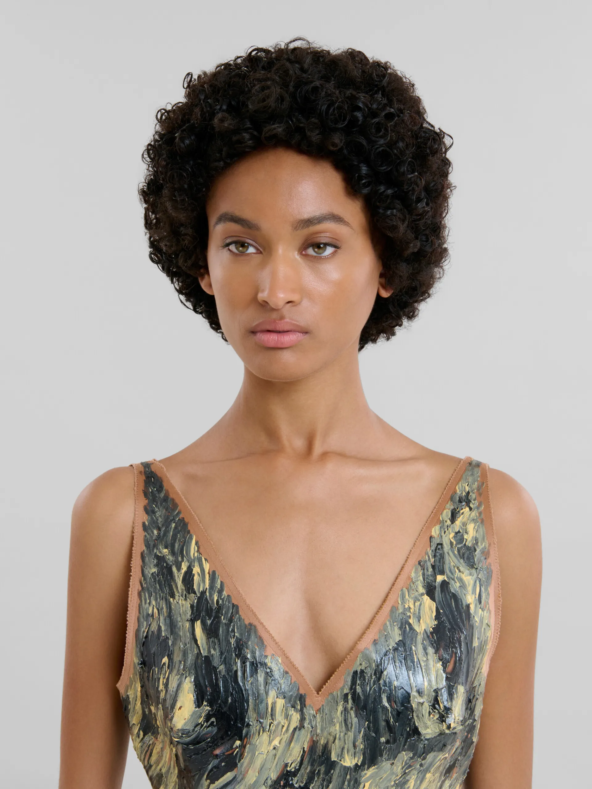 Dresses>Marni Grey Hand-painted Duchesse Corset Dress POMPEII