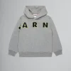 Kids>Marni Grey Hooded Sweatshirt With Embroidered Logo MEDIUM GRAY MELANGE