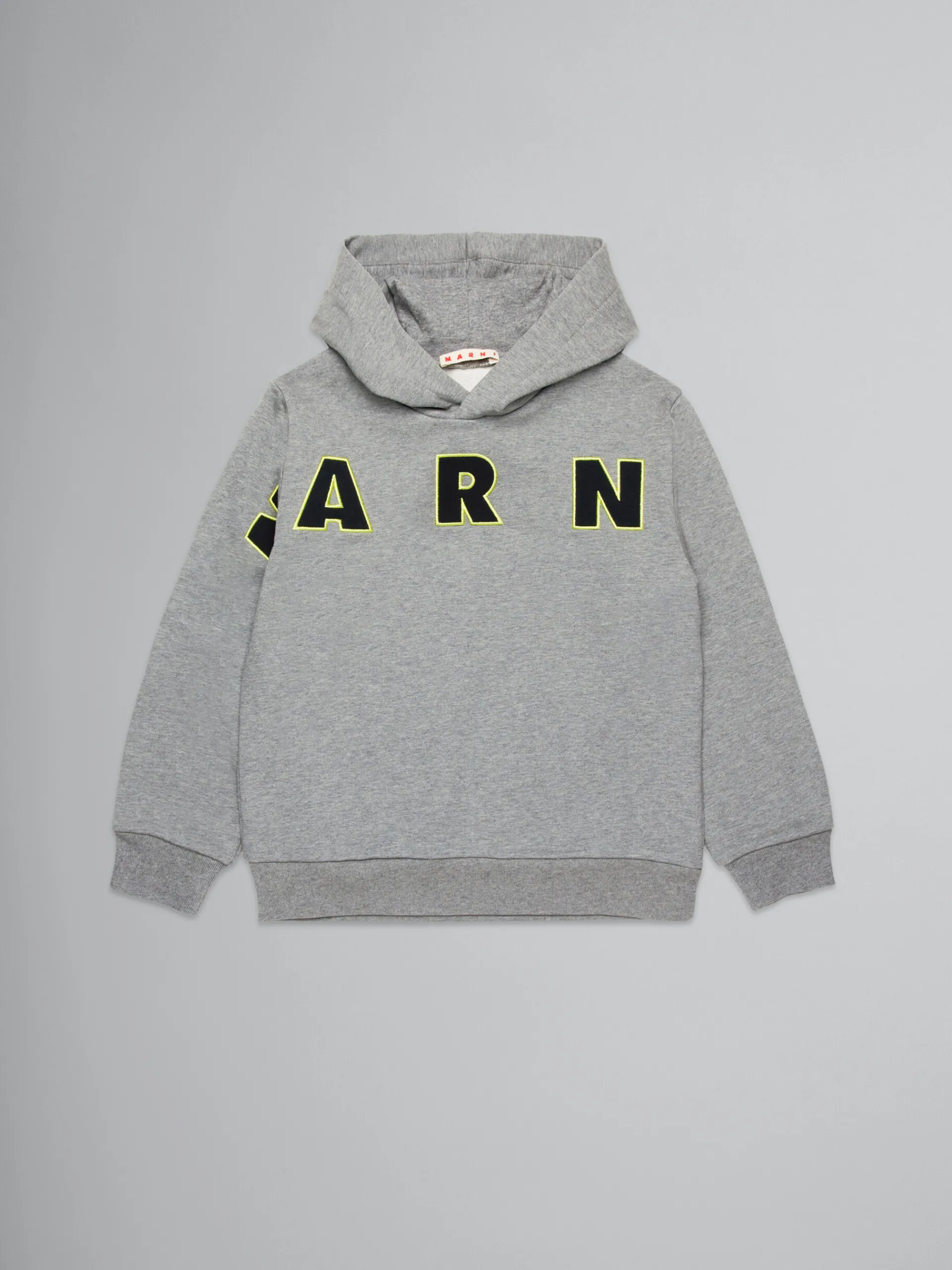 Kids>Marni Grey Hooded Sweatshirt With Embroidered Logo MEDIUM GRAY MELANGE