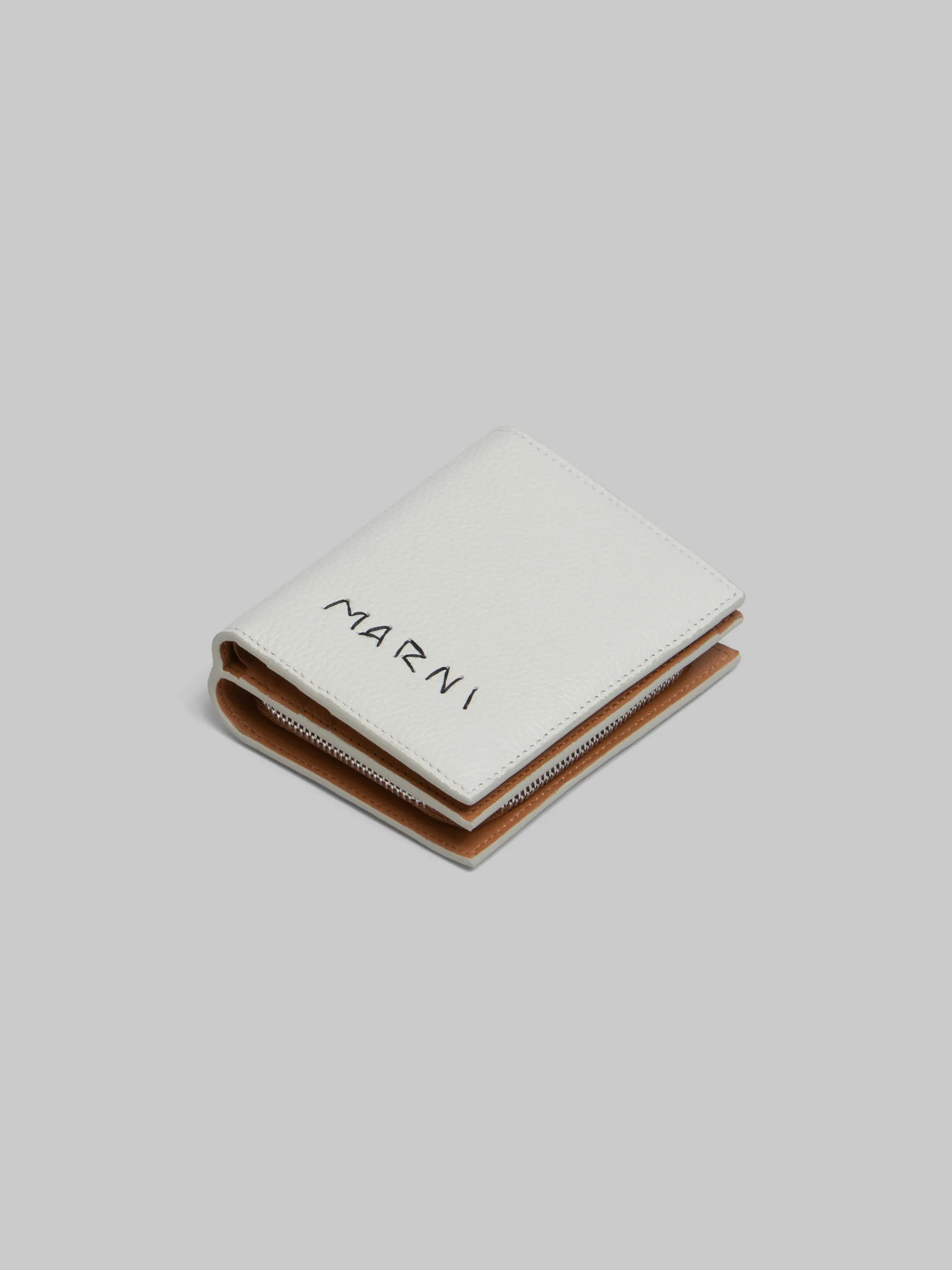 Wallets & Small Leather Goods>Marni Grey Leather Zip-around Bifold Wallet With Mending LIGHTGREY
