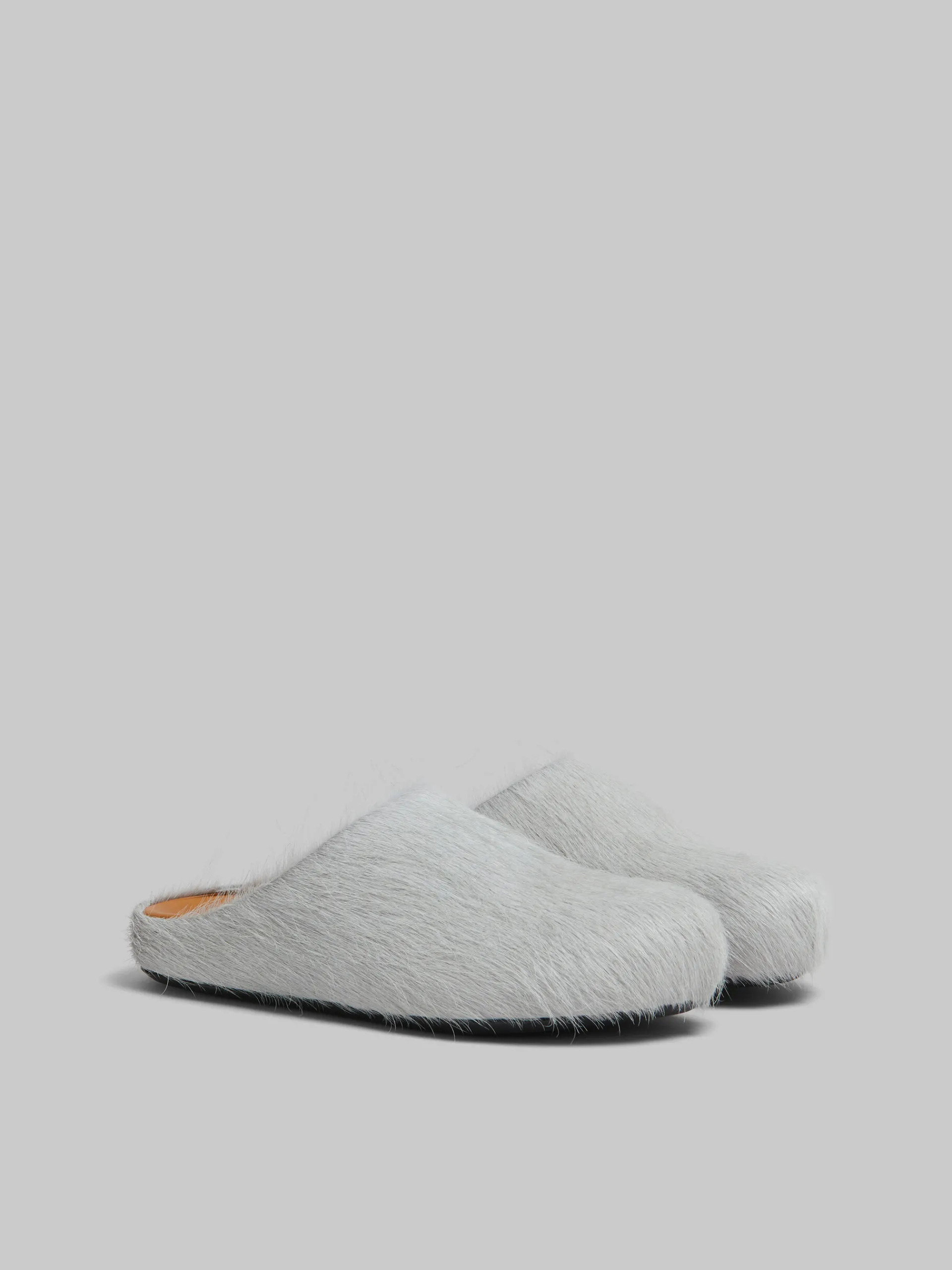 Flats | Fussbett>Marni Grey Long Hair Calfskin Fussbett Sabot SODIUM