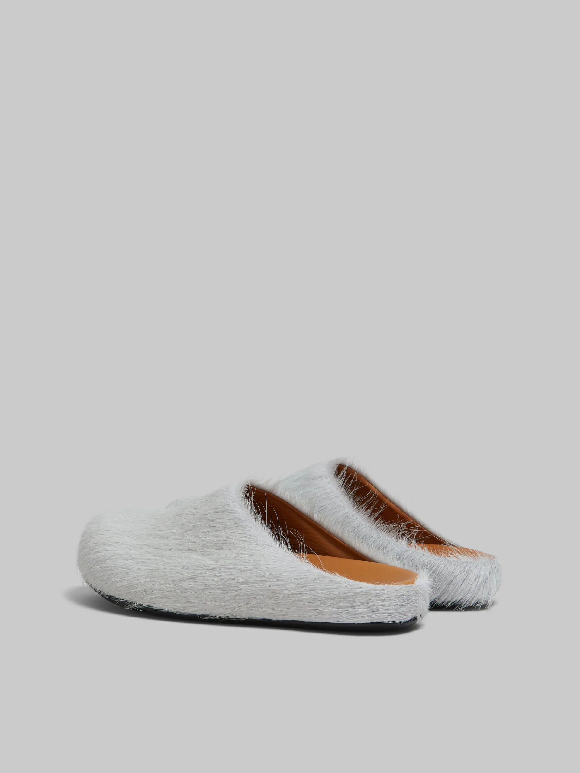 Flats | Fussbett>Marni Grey Long Hair Calfskin Fussbett Sabot SODIUM