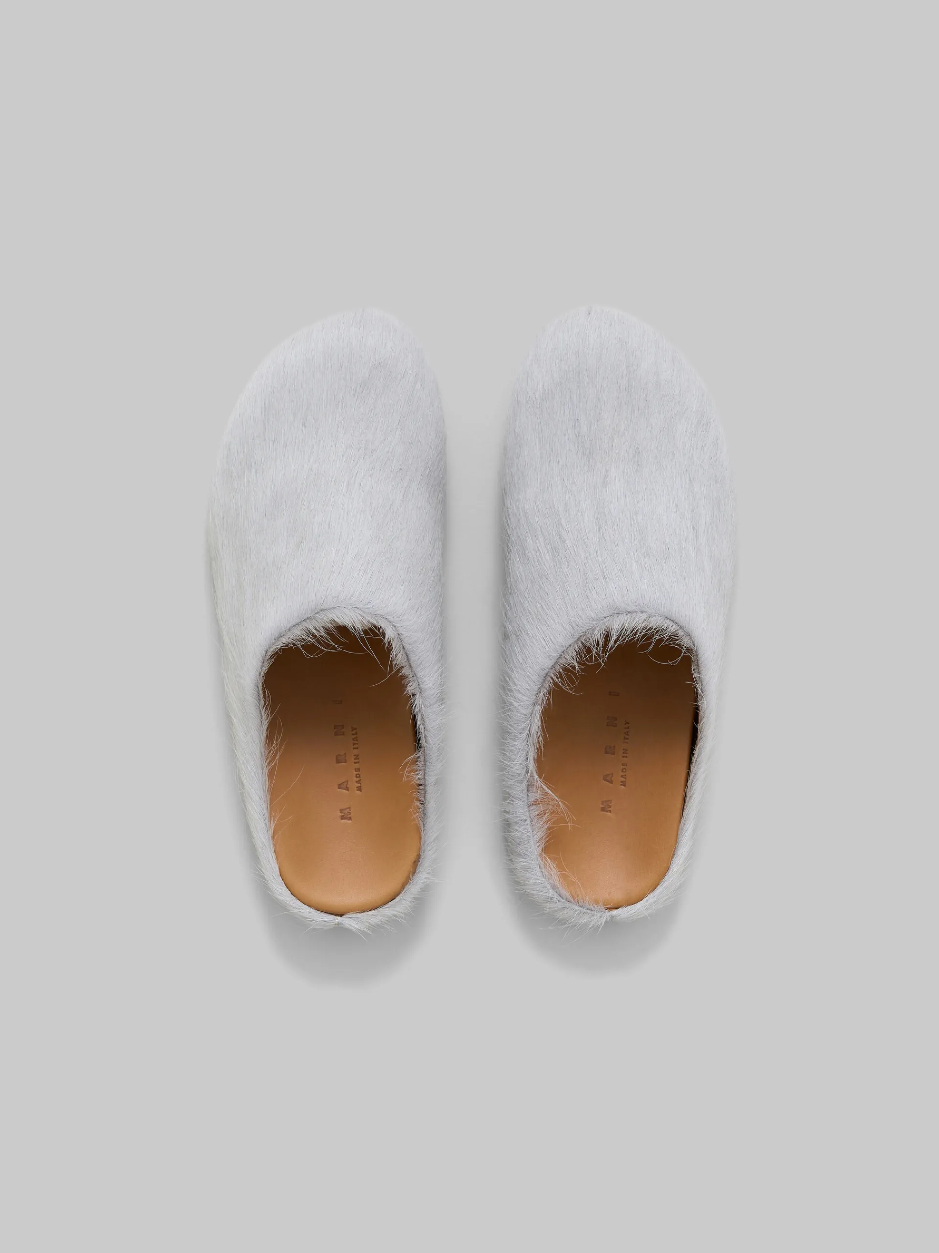 Flats | Fussbett>Marni Grey Long Hair Calfskin Fussbett Sabot SODIUM