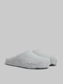 Fussbett Sabot>Marni Grey Long-hair Calfskin Fussbett Sabot SODIUM